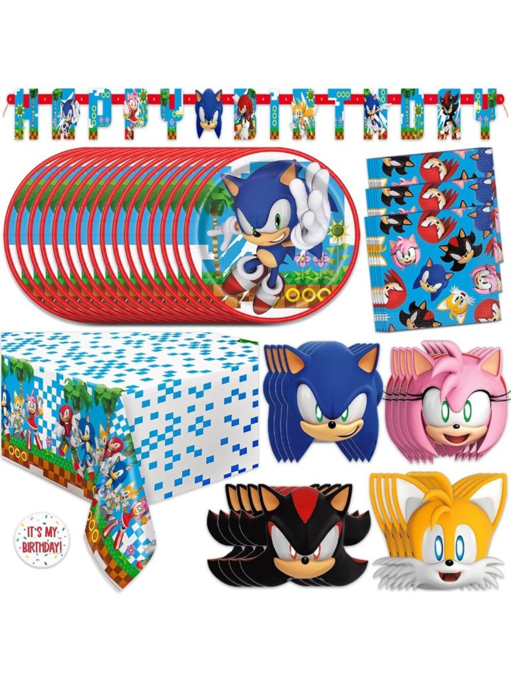 Sonic-Themed Birthday Party Supplies for 16 Guests - Fun Decorations